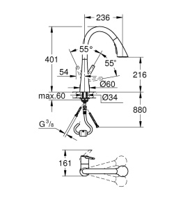 Robinet de bucatarie GROHE Zedra, crom, cu dus retractabil si 3 tipuri de jeturi - Img 4