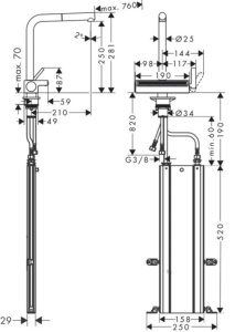 Robinet de bucatarie hansgrohe Aquno Select M81, crom, 2 tipuri de jet, inaltime 250mm - Img 3