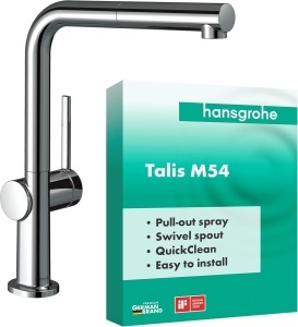 Robinet de bucatarie hansgrohe Talis M54, 1 levier, crom, cu dus retractabil