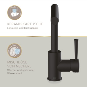 Robinet de bucatarie Lenz OLINA in negru mat - cu duza de amestecare de marca de inalta calitate si cartus de marca - suprafata anti-amprenta - 46031151 - Img 7