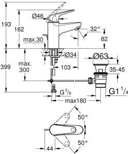 Robinet pentru chiuveta GROHE Swift, crom, 16 cm, economisire apa - Img 2