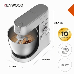 Robot de bucatarie Kenwood Chef XL KVL4100S, 6.7L, 1200W, argintiu - Img 3