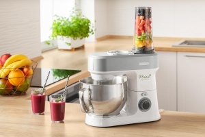Robot de bucatarie multifunctional Sencor supraechipat, puternic 1200W, accesorii complete, bol mare din otel inoxidabil de 5L, iluminare LED, blender, masina de tocat carne, masina de prajituri si capac magnetic - Img 5