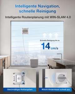 Robot de curatat geamuri ECOVACS WINBOT W2S, curatare eficienta, 3 duze, multifunctional - Img 6
