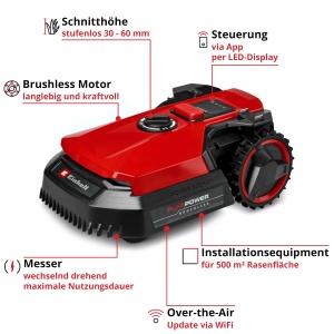 Robot de tuns gazon Einhell FREELEXO 500 Power X-Change 500 m2 control prin aplicatie IPX5 - Img 3