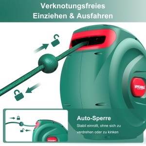 Rola de furtun HYCHIKA 30 m, cu sistem auto-lock, 8 moduri de spray, design compact - Img 2