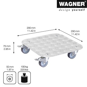Rola pentru plante WAGNER Alaska 29 x 29 cm, aluminiu, 100 kg, 4 roti - Img 2