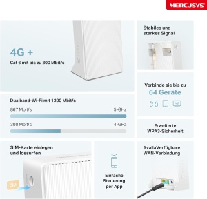 Router 4G Mercusys MB230-4G, Dual-Band AC1200, 300Mbps, 64 Dispozitive - Img 3