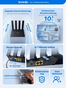 Router 4G Tenda N300 4G03 Pro V2.0, viteza 150 Mbps, dual SIM - Img 2