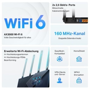 Router Wi-Fi TP-Link Archer AX55 Pro, Dualband AX3000, 2.5 Gbits, 4 porturi Gigabit - Img 4