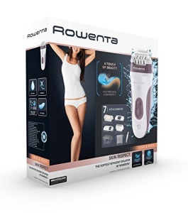 Rowenta Skin Respect EP8060F0 Fara fir si poate fi folosit sub apa, 24 de pensete cu cap de peeling si aparat de ras, accesoriu axila, cap de tuns cu perie de curatare si punga cosmetica - Img 6