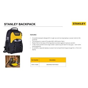 Rucsac de lucru STANLEY STST1-72335, 35x44x16 cm, Nylon 600D, Ergonomic - Img 4