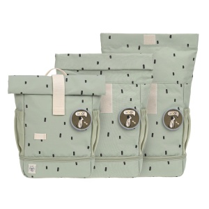 Rucsac pentru gradinita LASSIG Rucsac pentru copii Rolltop cu curea de piept hidrofug, 11 litri/Mini Rucsac Rolltop Happy Prints Olive - Img 10