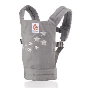 Rucsac pentru papusi Ergobaby Galaxy Gri, 100 bumbac, design cu stele