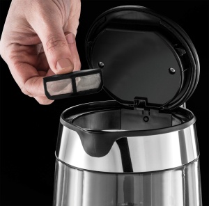 Russell Hobbs Boiler Glass Design [1.7l, 2200W] Elegance - Aplicatii din otel inoxidabil lustruit (iluminare LED albastra, filtru de var detasabil, indicator de nivel al apei) Ceainic 23830-70 - Img 5