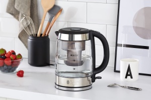 Russell Hobbs Kettle Glass [BRITA Water Filter MAXTRA+ Insert] Claritate (1l+0,5l Filtru Insert, 2200W, Iluminare LED, incl. Cartus filtrant, filtru de calcar, indicator de schimbare a cartusului) Ceainic 20760-57 - Img 2