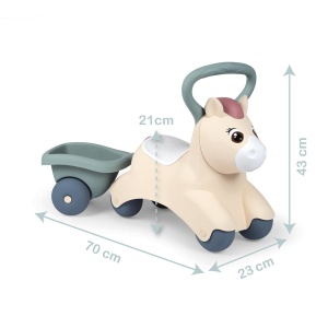 Rutscher pentru copii Smoby Little Smoby Pony cu anhanger, 12 luni, 54x27x40 cm - Img 4