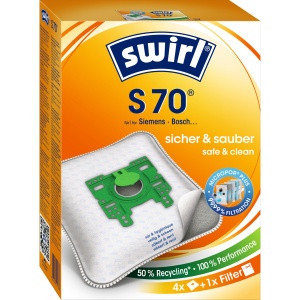Sac de aspirator Swirl S 70 EcoPor, 4 bucati, filtrare 99,99, material reciclabil