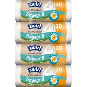 Sac de gunoi Swirl 20 l cu maner, rezistent si etans, 4 x 20 bucati