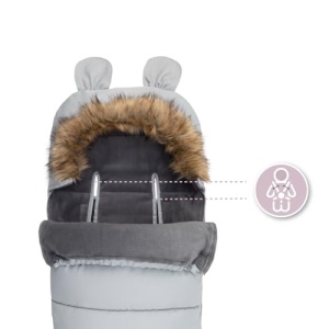 Sac de iarna MoMi 45x95 cm pentru carucior impermeabil cu gluga si captuseala calduroasa Gri - Img 8