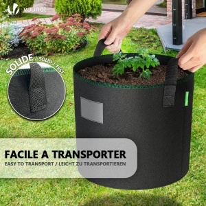 Sac de Plante VOUNOT 5 bucati 30L din material textil, cu etichete pentru plante, negru - Img 7