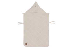 Sacul pentru picioare Jollein Check Knit, Oatmeal - pentru scaun auto si carucior - Img 4
