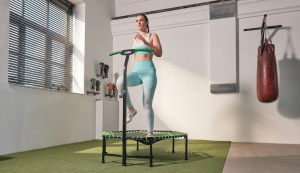 Salta Fitness - o128cm - Trambulina de interior - Maner reglabil pe inaltime in 5 directii - Suspensie elastica/bungee, Constructie solida - Hexagonala - Capacitate de incarcare de 110 kg - Verde - Img 2