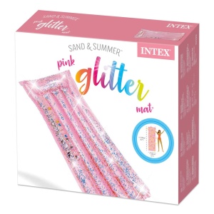 Saltea gonflabila Intex 171x53x15 cm, 100 kg, roz cu glitter - Img 3