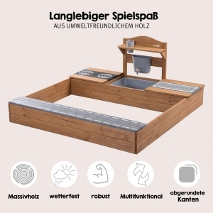 Sandkasten din lemn cu Matschkuche - FSC - Teak, pentru copii de la 12 luni - Img 5