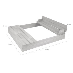 Sandkasten Roba Outdoor cu Acoperire, 2 Wanne de Joaca, Lemn Rezistent la Vreme - Img 6