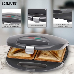 Sandwich Maker Bomann ST 5016 CB 750W Placi Antiaderente Gri - Img 4