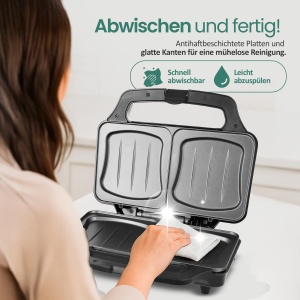 Sandwich Maker Emerio ST-109562.17, 900W, forma XXL, usor de curatat - Img 6