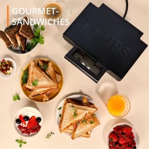 Sandwich Maker Krups pentru paine prajita perfect pregatita in forma triunghiulara placi cu acoperire antiaderenta curatare usoara fara ardere lumina  - Img 5