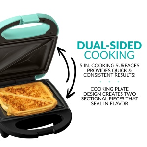 Sandwich Maker Nostalgia MyMini, Antiaderent, Mint, Compact - Img 6
