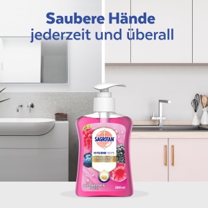 Sapun lichid antibacterian Sagrotan cu aroma de mure si fructe de padure 3 x 250 ml - Img 6