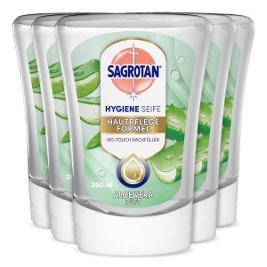 Sapun lichid Sagrotan Aloe Vera, 5 x 250 ml, pentru dozator automat
