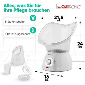 Sauna faciala Clatronic GS 3656 cu inhalator, 3 trepte de vaporizare, aroma inclusa - Img 7