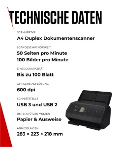 Scanner documente Canon imageFORMULA DR-C350, A4, 50 paginimin, design compact - Img 6
