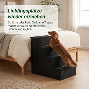 Scara pentru caini Relaxdays, 4 trepte, 40 kg, negru - Img 3
