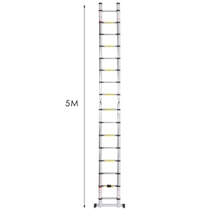 Scara telescopica de 5 m Scara extensibila din aluminiu de inalta calitate Scara din aluminiu Scara din aluminiu Design telescopic cu scara multifunctionala incarcabila pana la 150 kg (5 m 2,5 + 2,5) - Img 7