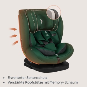 Scaun auto copii Lionelo Bastiaan i-Size 0-36 kg rotativ 360deg Isofix Top Tether Verde - Img 5