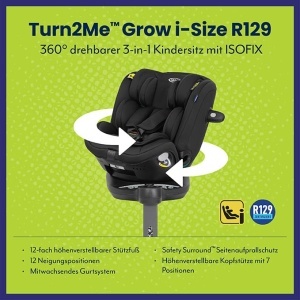 Scaun auto Graco Turn2Me Grow i-Size R129, 40-125 cm, 360 rotire, Midnight - Img 2