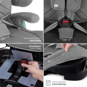 Scaun Auto Kinderkraft FIX2GO, 76-150 cm, cu Isofix, Gri - Img 12