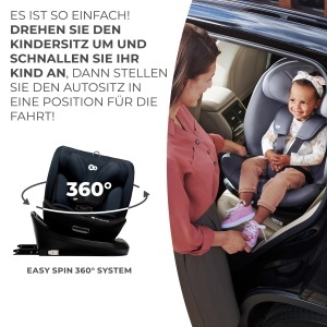 Scaun auto Kinderkraft I-GROW 0-36 kg, I-SIZE, 360 grade, Graphit - Img 5