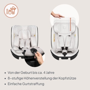 Scaun auto Lionelo Moxie Next i-Size 40-105 cm, 360 rotire, ISOFIX, cu protectie laterala - Img 4