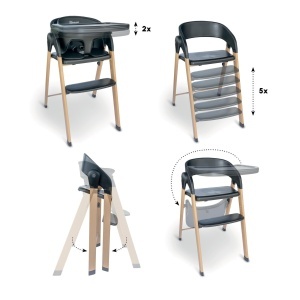 Scaun de masa babyGO Levels Newborn, ajustabil, pliabil, negru - Img 8