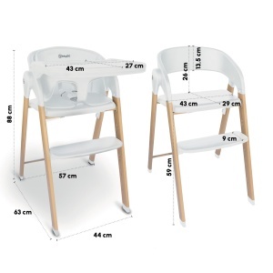 Scaun de masa babyGO Levels Newborn, alb, pliabil, suport 110 kg - Img 9