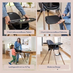 Scaun de masa Graco Presti, 3 moduri, greutate 4.7 kg, culoare Charcoal - Img 4