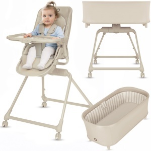 Scaun de masa Lionelo Maddie 3-in-1 cu functie de rotire 360, bej
