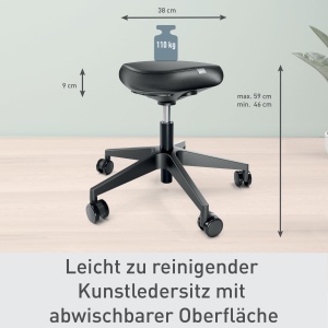 Scaun ergonomic Leitz Ergo 65780095 inaltime reglabila 46-59 cm cu roti negru - Img 3